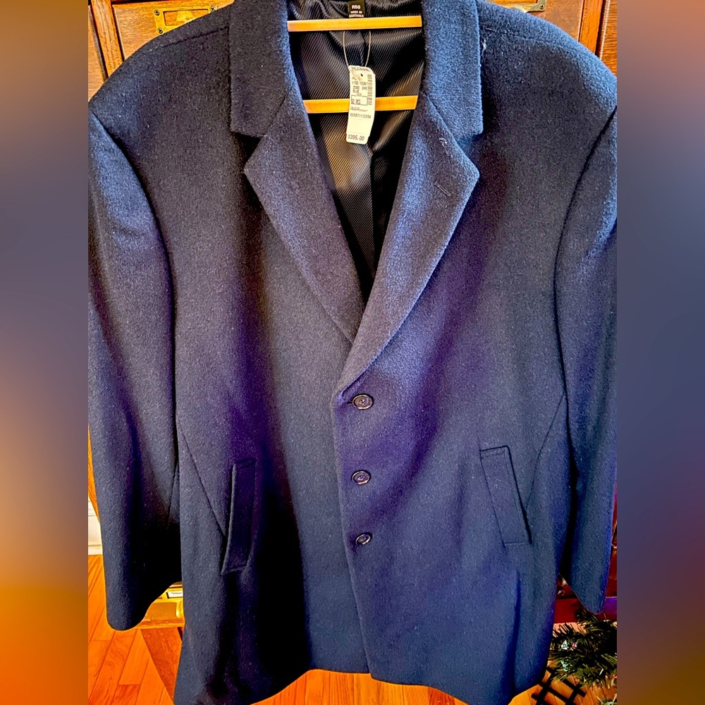 Men’s Jos A. Bank Navy Trench Coat Size 50R